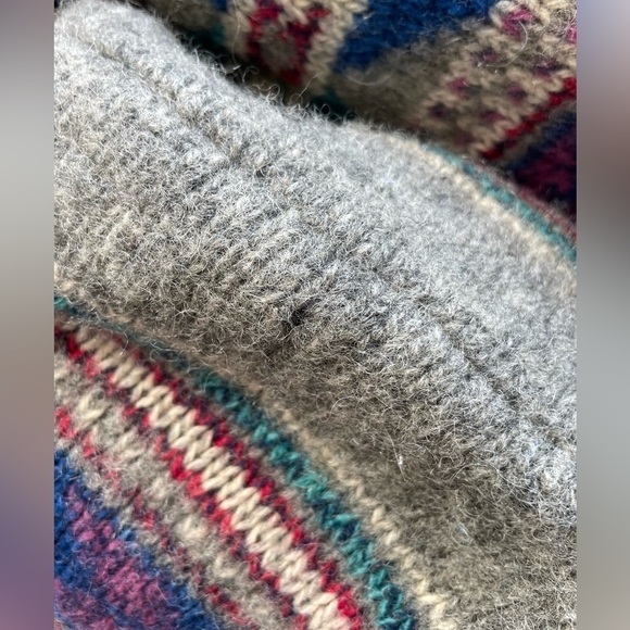 Vintage Geometric Woolrich Sweater 80s Grunge Grey Jacquard Prin - Picture 4 of 5